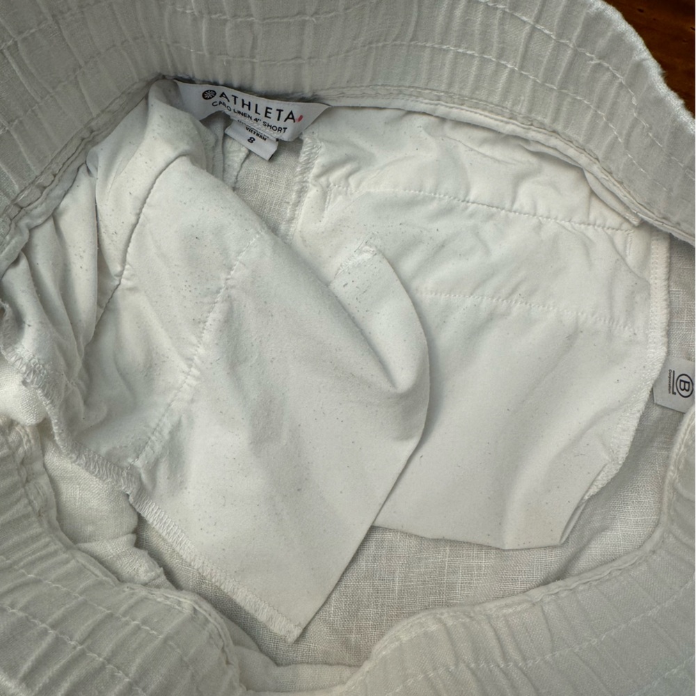 Athleta Cabo Linen 4” Shorts in White Womens Size 8 - Picture 8 of 10